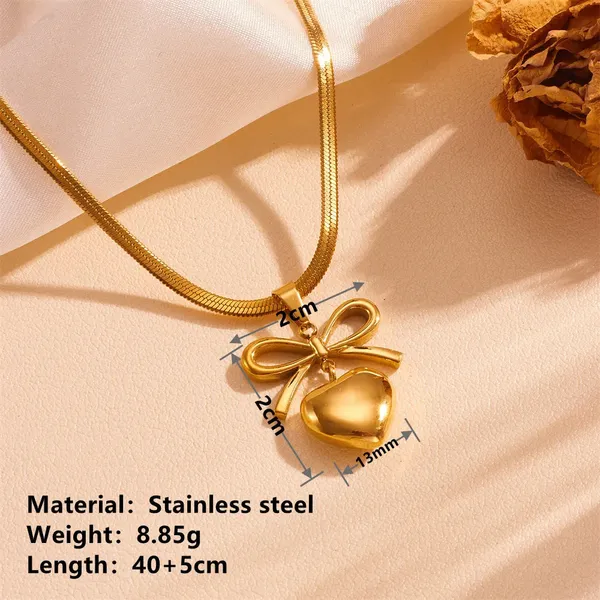 Gold_Bowknot_Heart_Pendants_For_Women